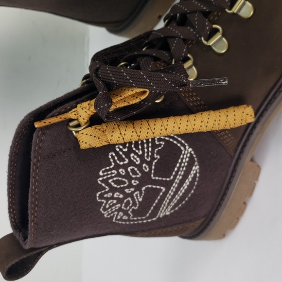 NEW TIMBERLAND A27FC LOGO EMBROIDERED NUBUCK LEATHER WOOL ANKLE BOOTS WOMEN'S 7 - Picture 6 of 11